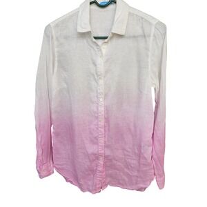J.McLaughlin Women's XS Linen blouse Ombre Button-Up Long Sleeve Shirt‎ Top